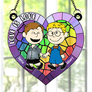 Personalized Gifts For Couple Suncatcher Ornament 03QHQN180624HH LGBT Couple Hand in Hand-Homacus