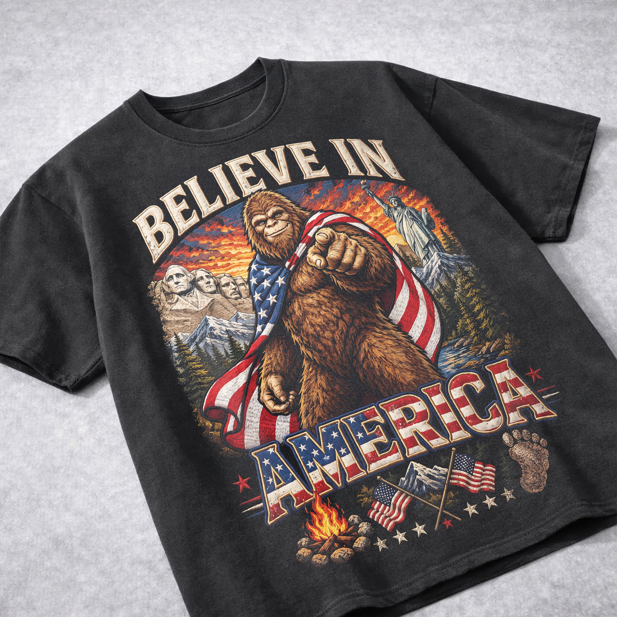 Believe In America Washed T-shirt - Personalized Gifts For Patriots 032paqn040626