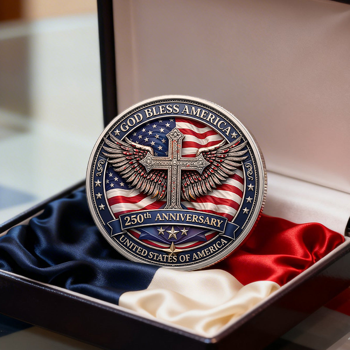 America 250th Anniversary Printed Metal Coin - Personalized Gifts 01tomg240226-Homacus