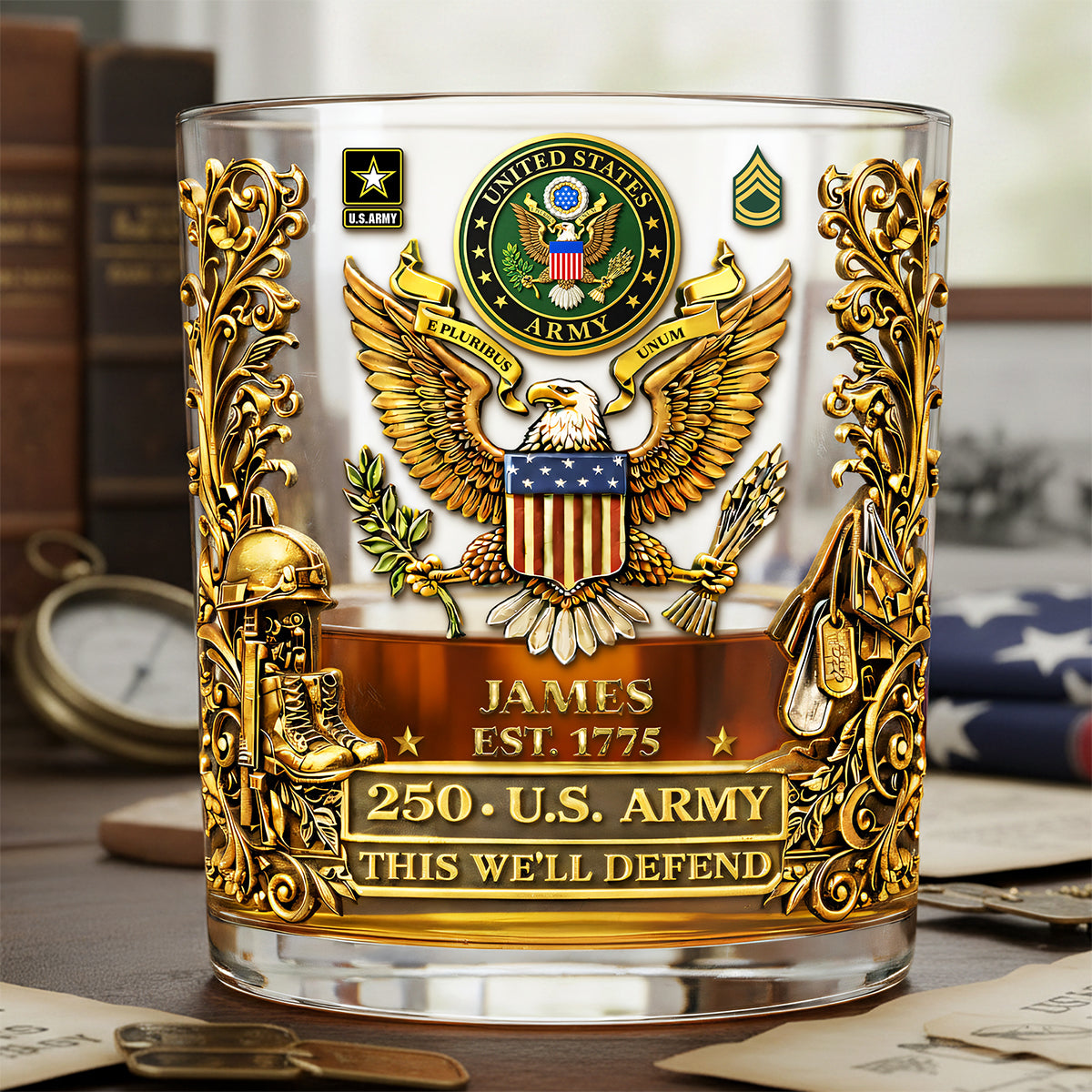 Proud Veteran 250th Anniversary Round Glass - Personalized Gifts For Veterans 02ohta120226-Homacus