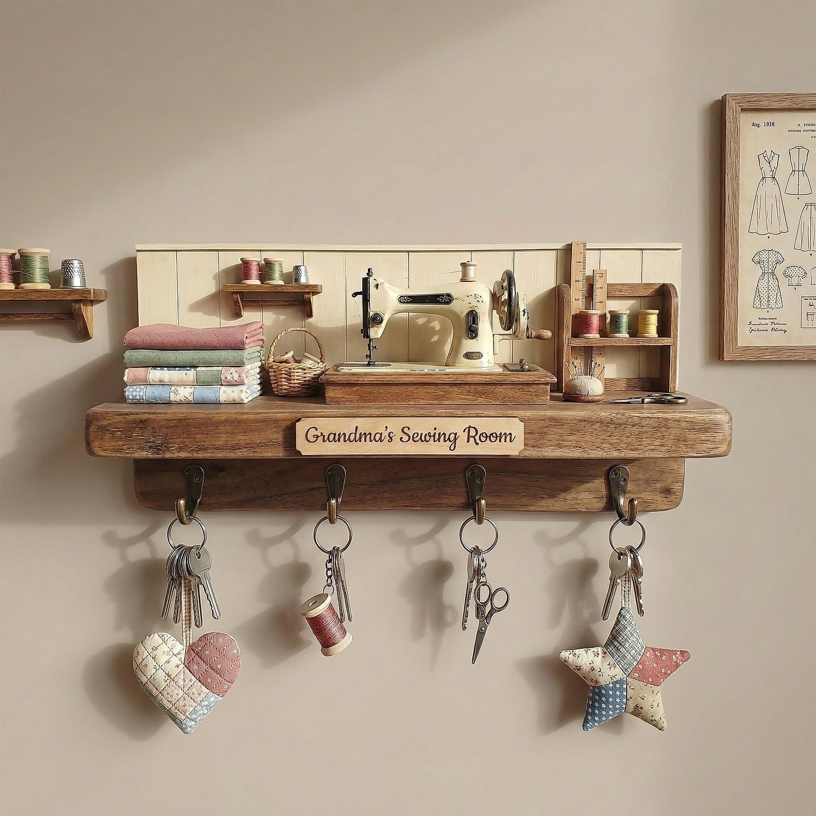 Personalized Gifts For Sewing Lovers Wood Key Hanger 02kimg181225-Homacus