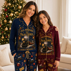 All Aboard The Merry Express To The Christmas Wonderland Pajama Set - Personalized Christmas Gifts 01nadt010926