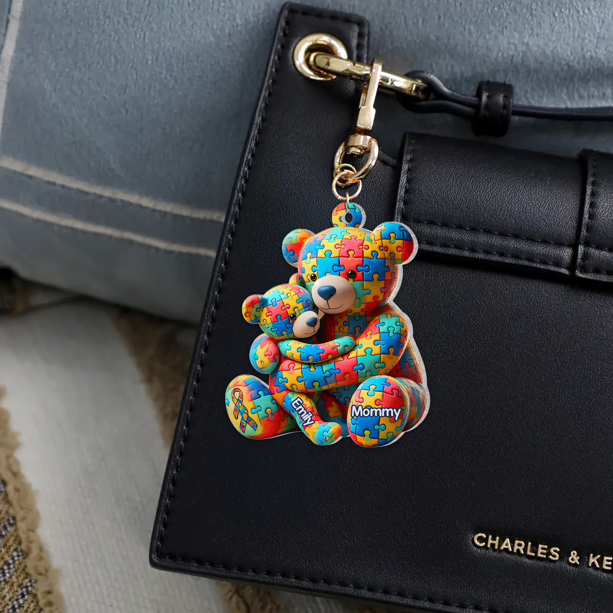 Personalized Gifts For Autism Keychain Bear Mother and Kid 03ohpu220225-Homacus