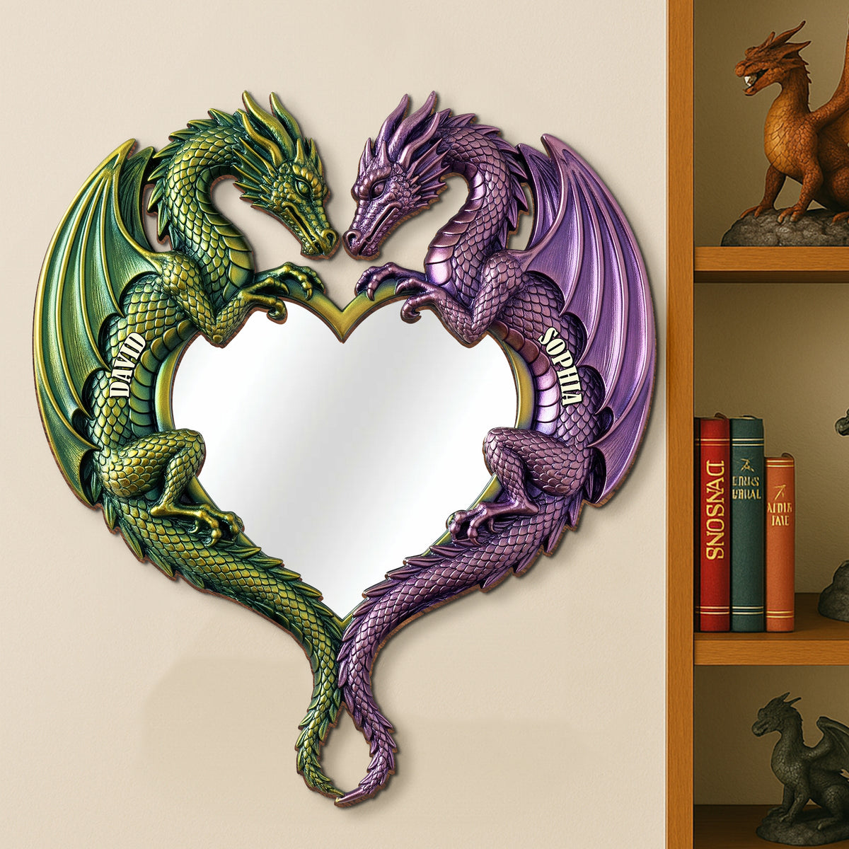 Fantasy Dragon Couple Mirror, Personalized Festive Gifts For Couple 01qhtn290725-Homacus