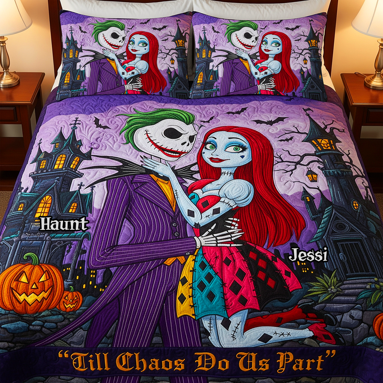Spooky Couple Quilt Bed Set Special Line – Personalized Gifts For Couple 04NALU090825-Homacus