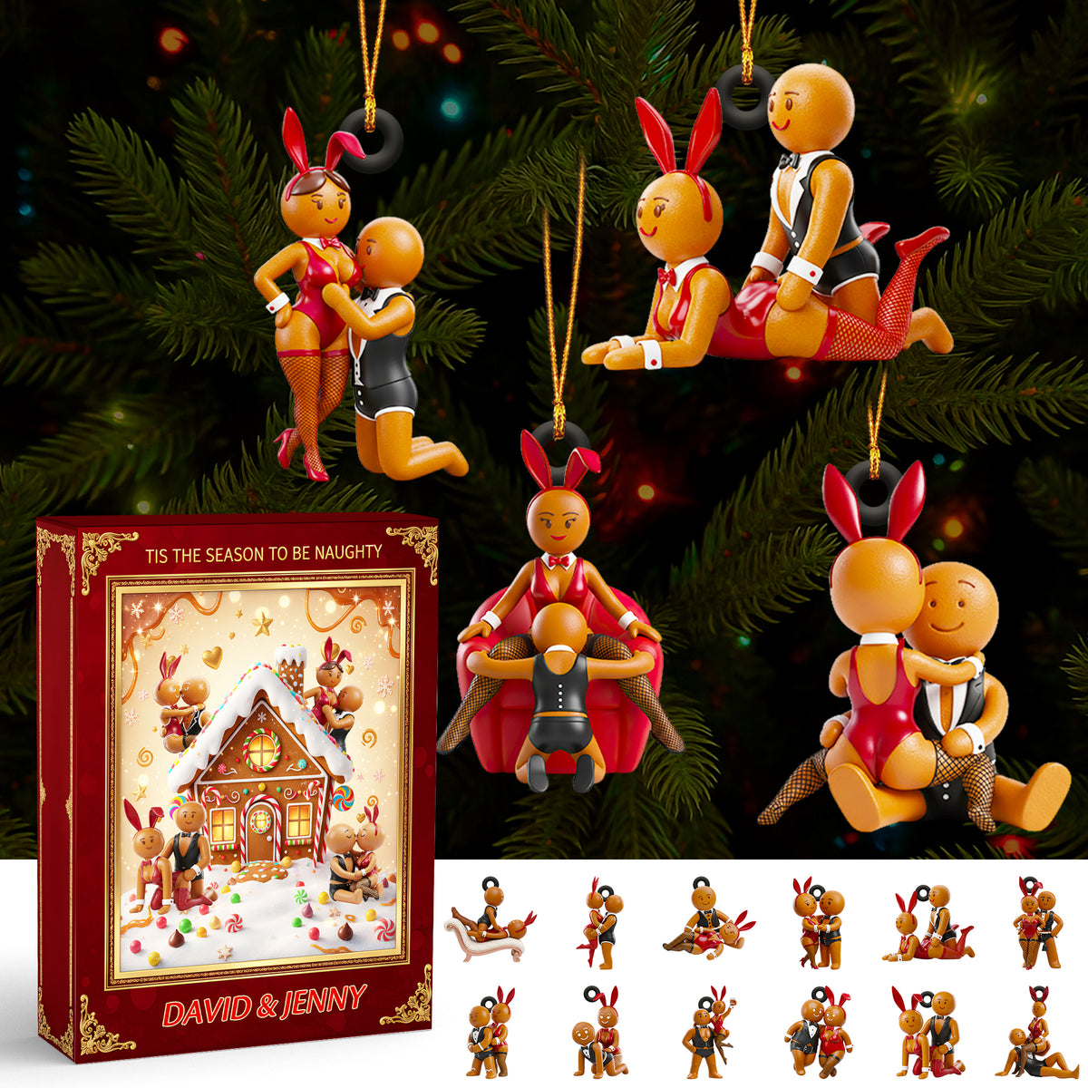 Gingerbread Couple Christmas Advent Calendar Blind Box Personalized Gifts For Couple 03OHDT161025-Homacus