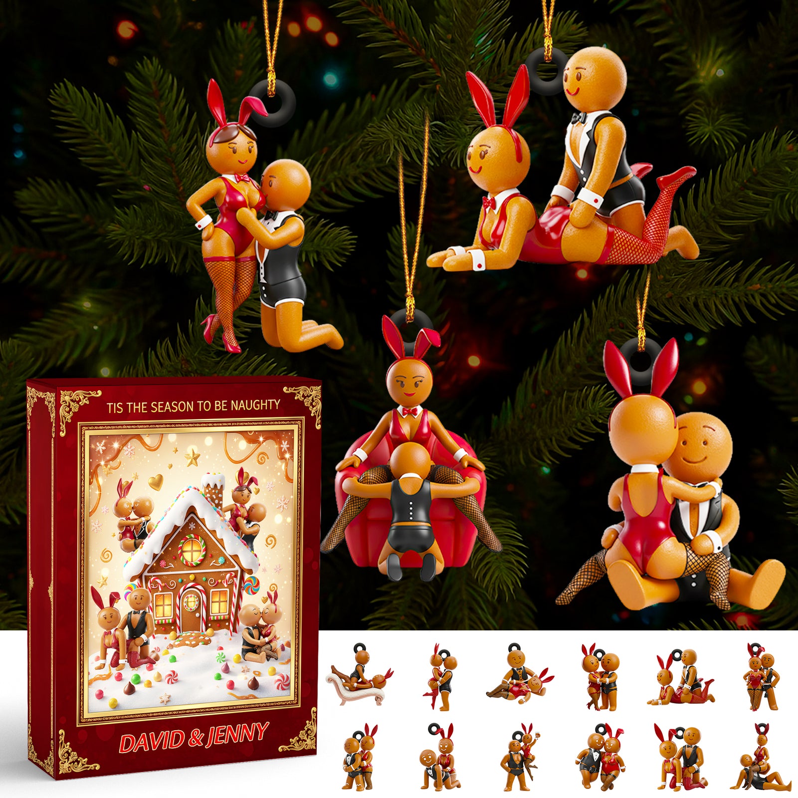 Gingerbread Couple Christmas Advent Calendar Blind Box Personalized Gifts For Couple 03OHDT161025-Homacus
