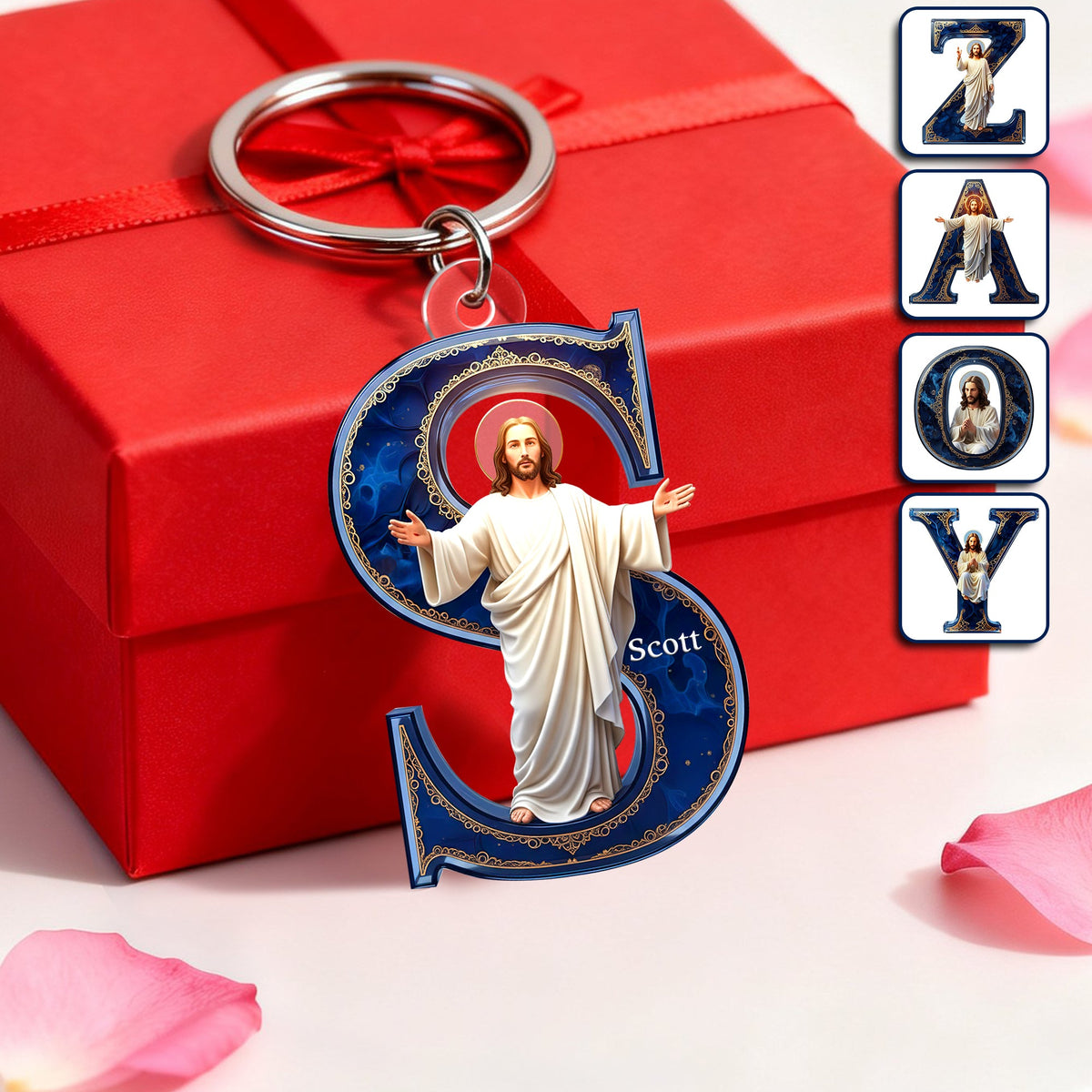 Jesus Christ Devotional Initial Keychain - Personalized Gift For Christian 03HULU300126-Homacus