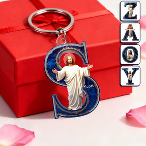 Jesus Christ Devotional Initial Keychain - Personalized Gift For Christian 03HULU300126-Homacus