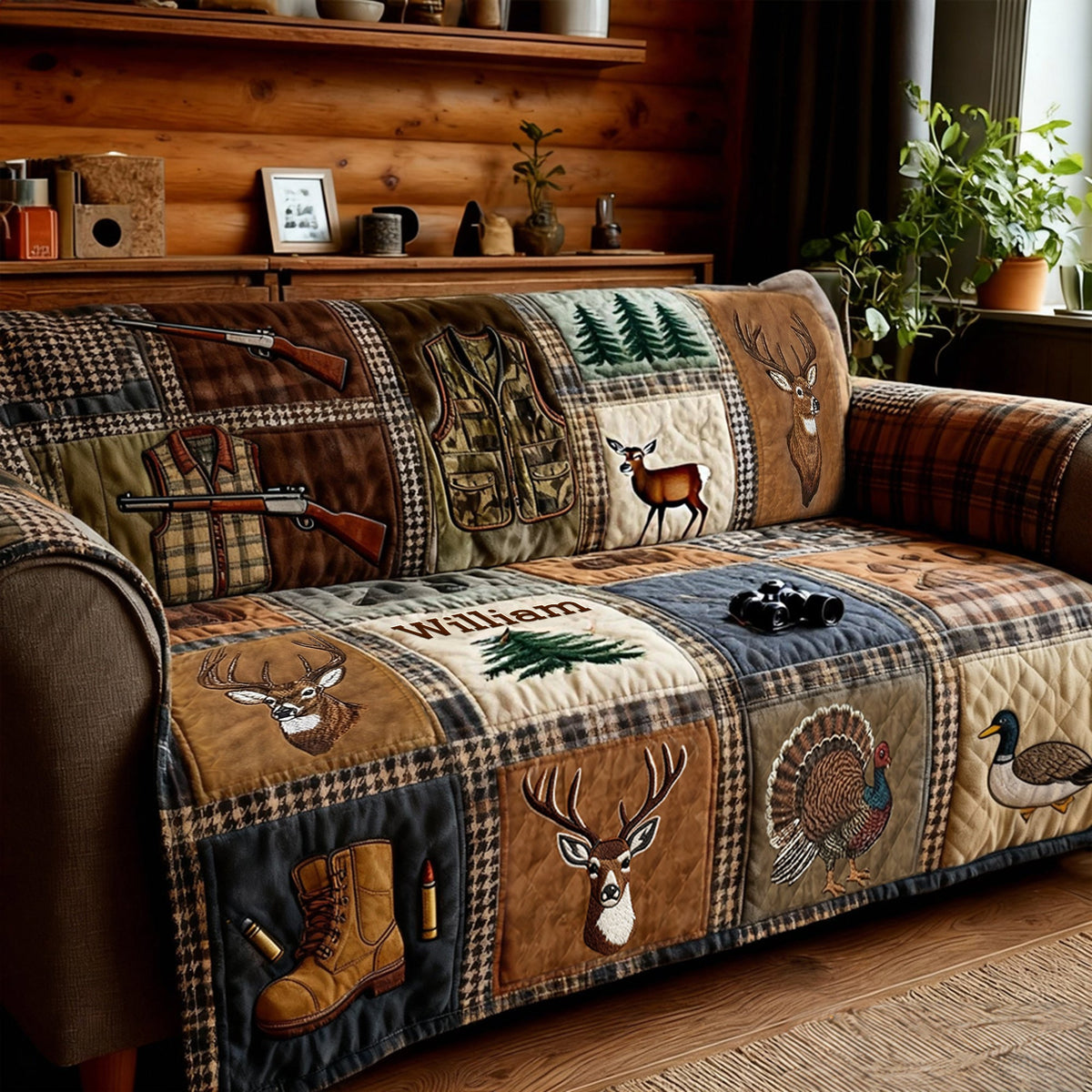 Hunting Collage Quilted Sofa Cover - Personalized Gifts For Hunters 04qhlu240126-Homacus