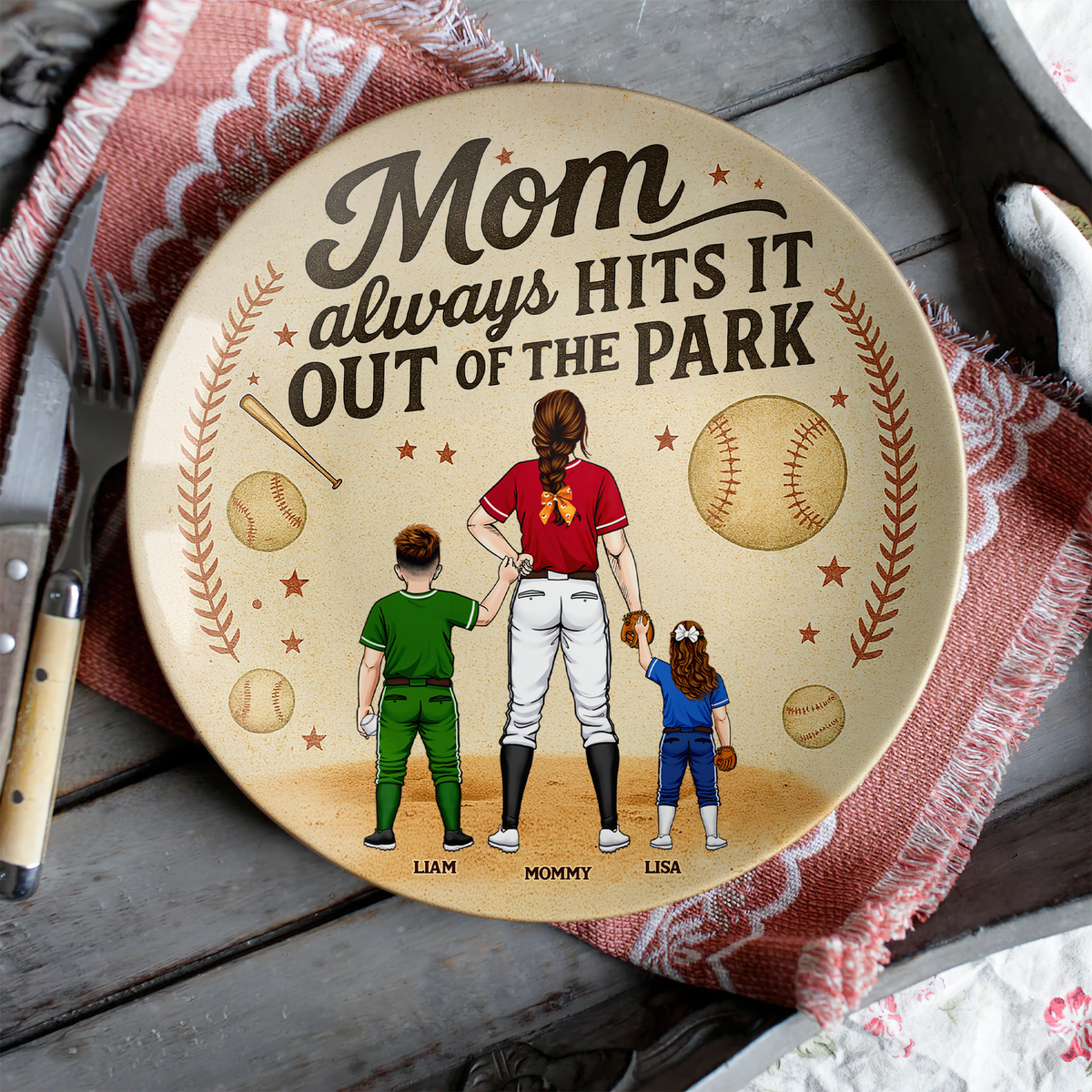 Baseball Mom Ceramic Round Plate - Personalized Gift For Mom 04TGPU140425PA-Homacus
