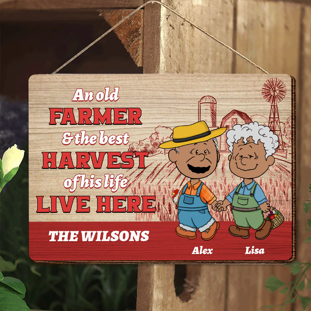 Personalized Gifts For Farmer Couple Wood Sign, Walking Hand In Hand On The Farm 01QHMH130125HG-Homacus