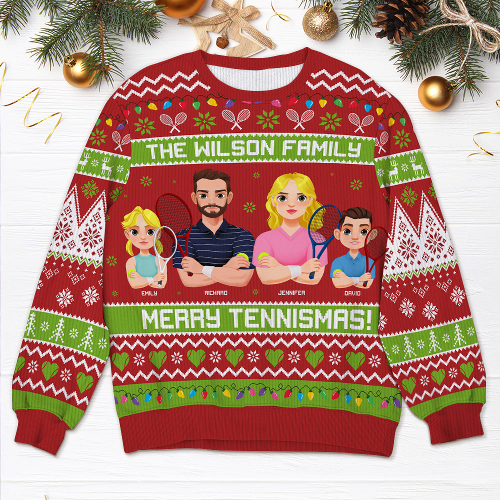 Personalized Christmas Gifts For Family Love Tennis Ugly Sweater 01KAQN081024PA-Homacus