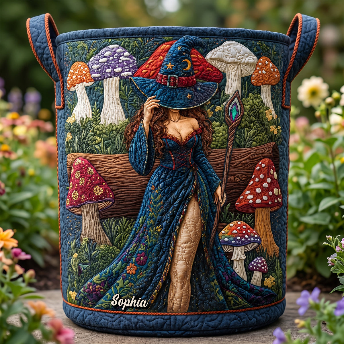Mushroom Nature Alchemist Quilted Laundry Basket, Personalized Gifts For Witch 03qhtn220726-Homacus