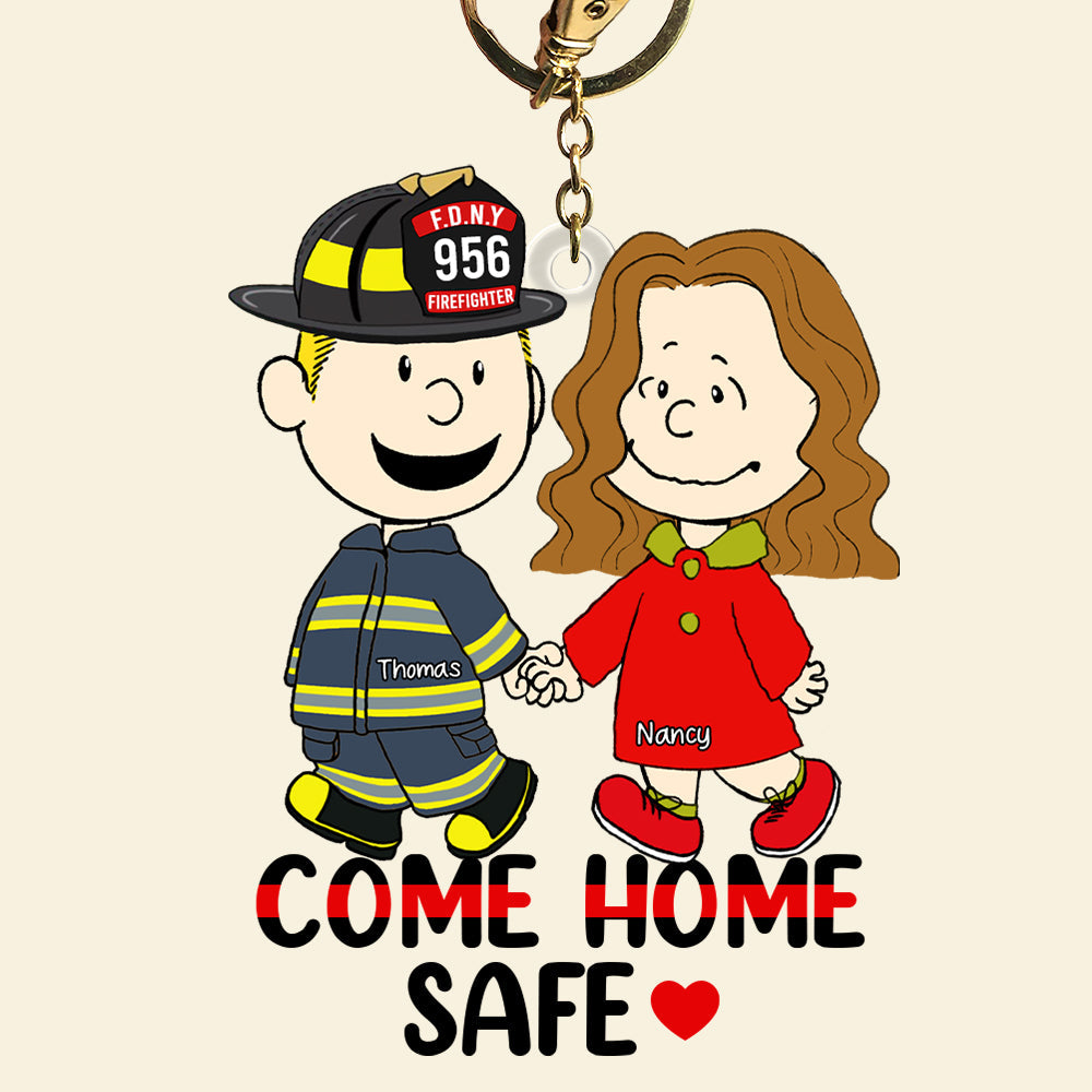 Personalized Gifts For Couple Keychain, Come Home Safe Custom Job Costume 02QHQN130125-Homacus