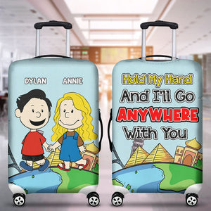 Personalized Gifts For Couple Luggage Cover Holding Hand Cartoon Couple 02XQLU261224HH-Homacus