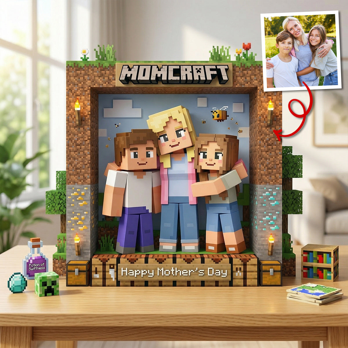 Pixel Mom & Mini Crew Acrylic Plaque - Personalized Custom Photo Gifts For Mom 02NATN310326-Homacus