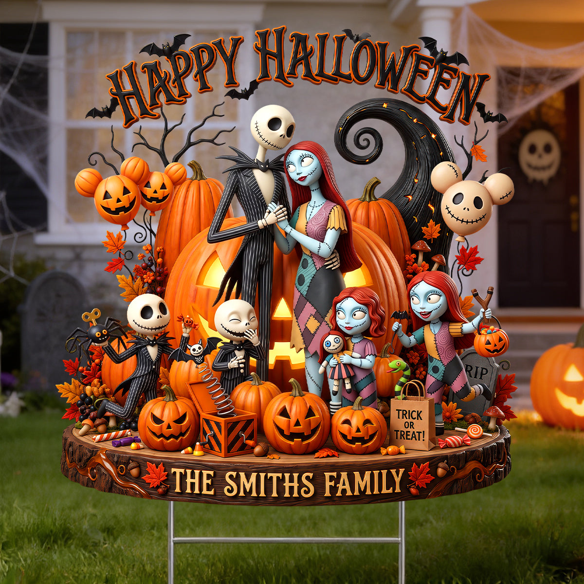Spooky Family Happy Halloween Yard Sign - Personalized Halloween Gifts For Family 012padh050826-Homacus