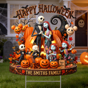 Spooky Family Happy Halloween Yard Sign - Personalized Halloween Gifts For Family 012padh050826-Homacus