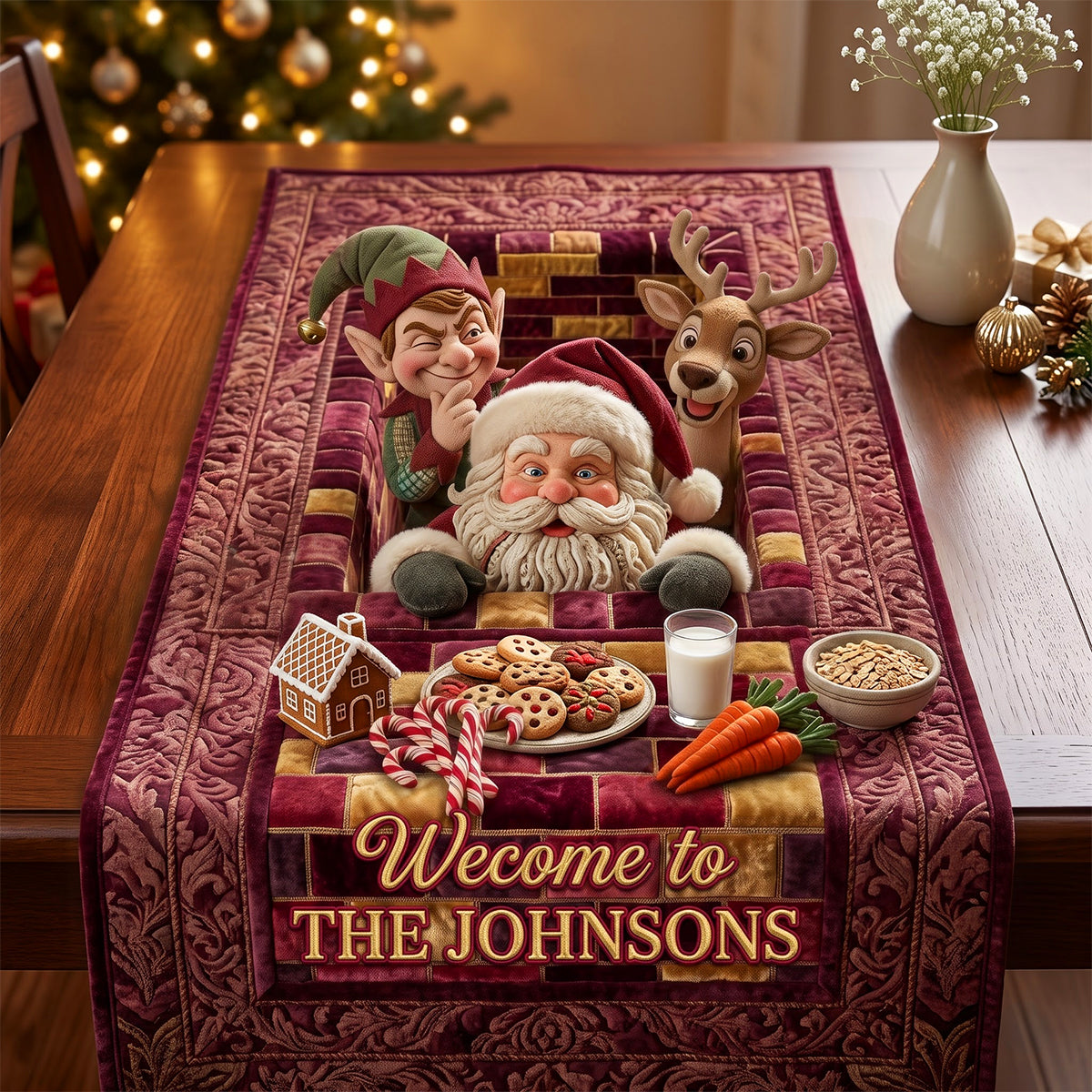 Fun Christmas Quilted Table Runner - Personalized Christmas Gifts 02qhdh210826-Homacus