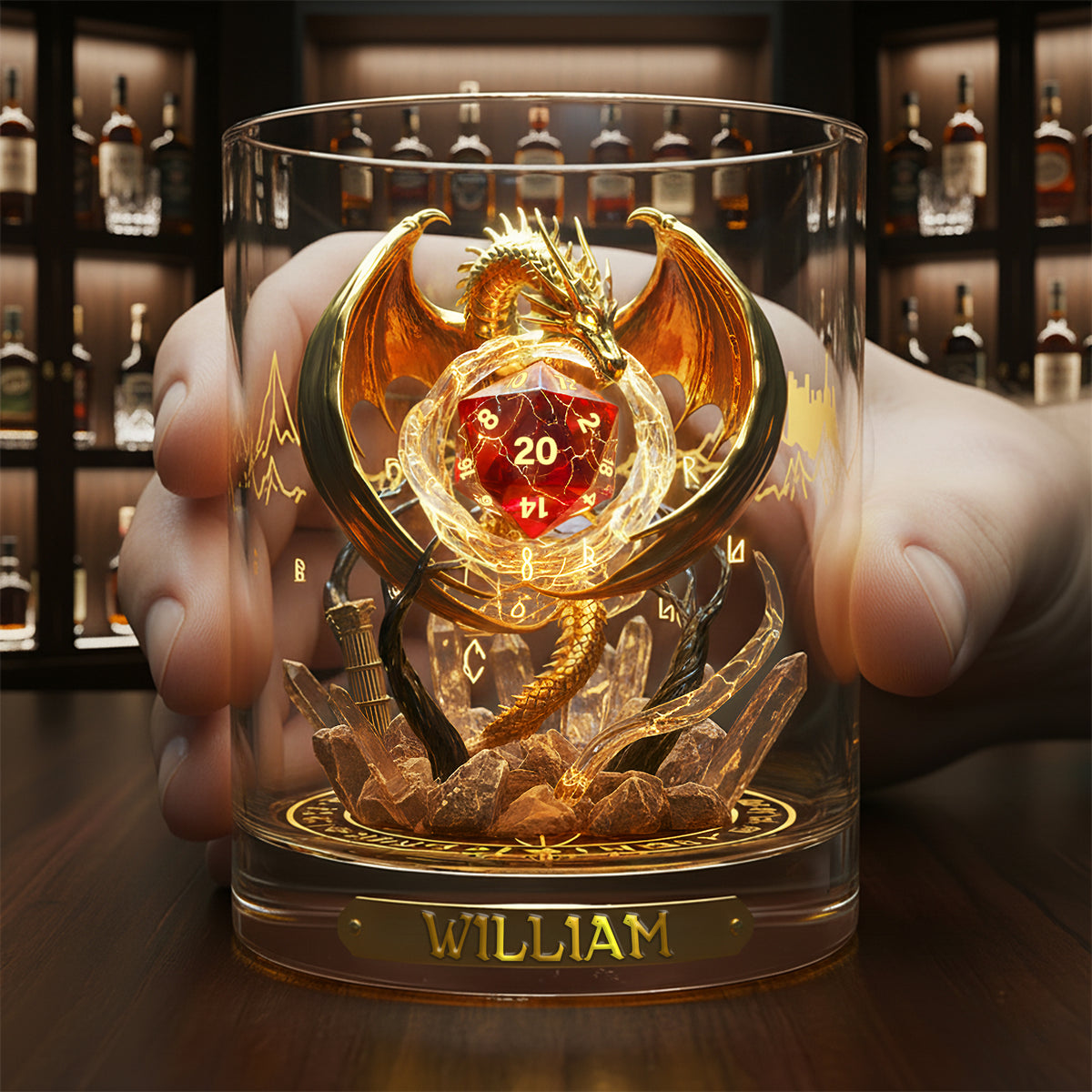 Legendary Dragon Dice Round Glass - Personalized Gifts For Drinking Lovers 01PALU151225-Homacus