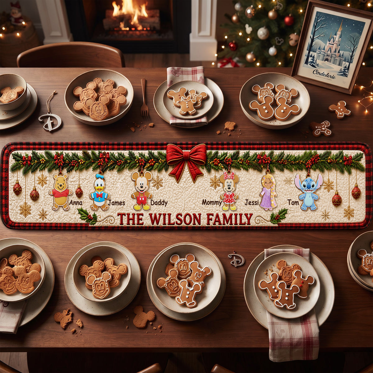 Christmas Family Quilted Table Runner - Personalized Gift For Family 04nalu190826-Homacus