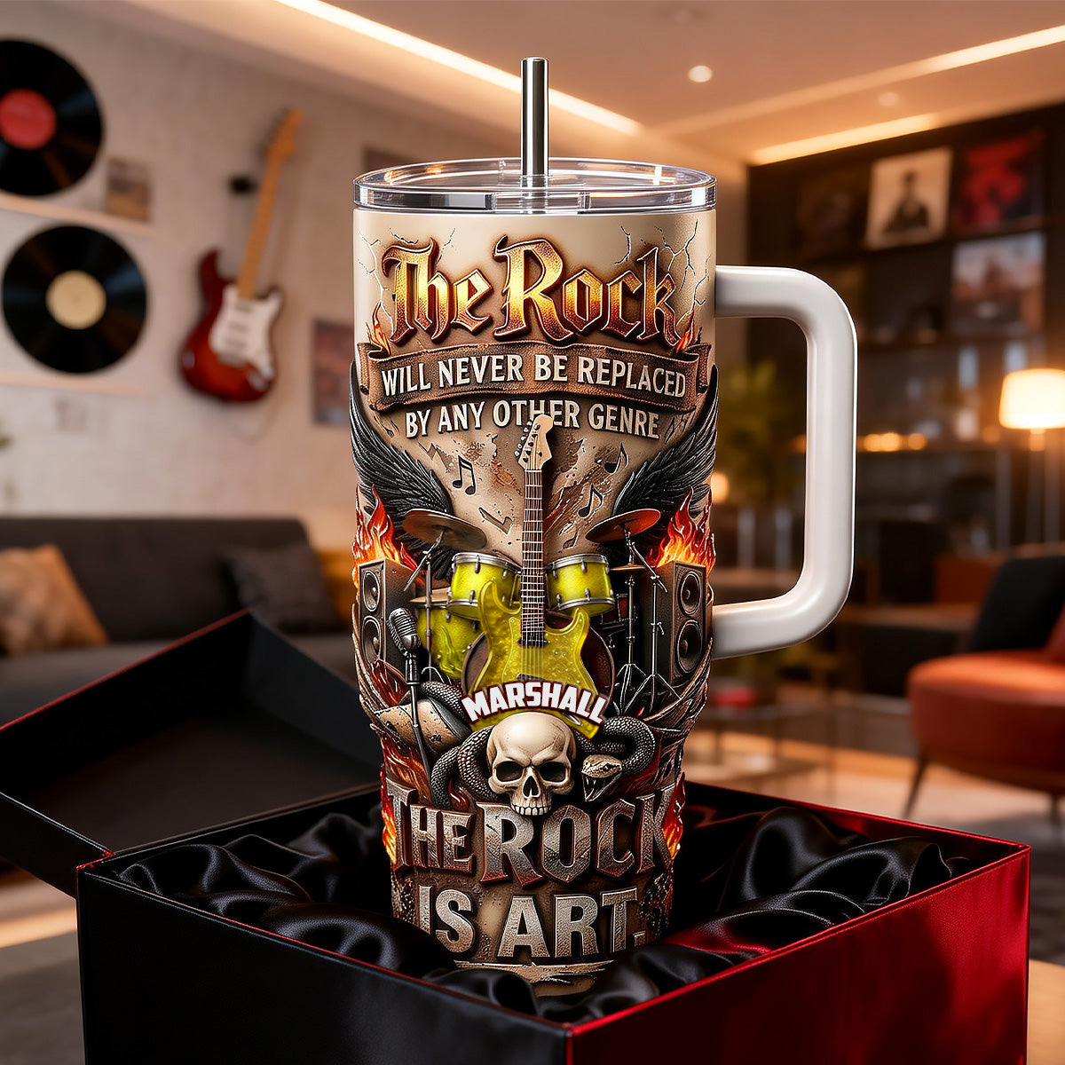 Rock Vibes Skull Music 40oz Tumbler - Personalized Gifts For Rock Lover Tumbler 02PAMG190326-Homacus