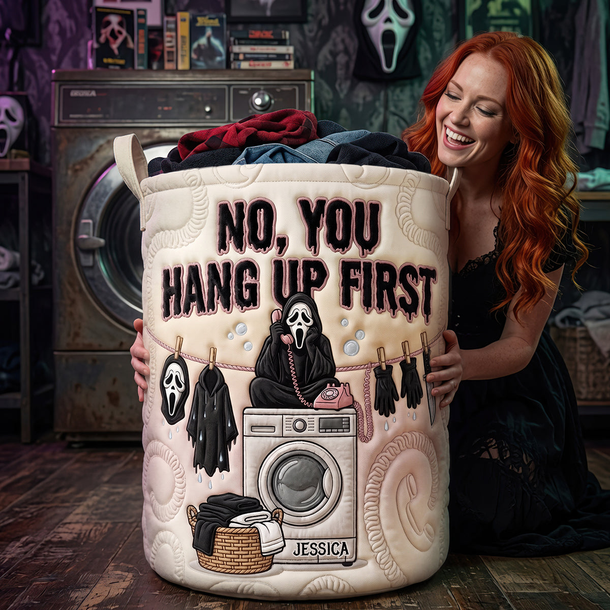 Fun Chatty Quilted Laundry Basket, Personalized Gifts 03qhdt200726-Homacus