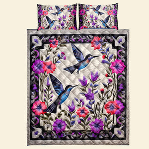 Birds and Flowers Quilt Bed Set 03qnqn301024-Homacus