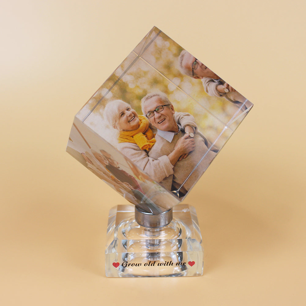 Personalized Couple Rotating Crystal Cube, Personalized Gifts For Couple-Homacus