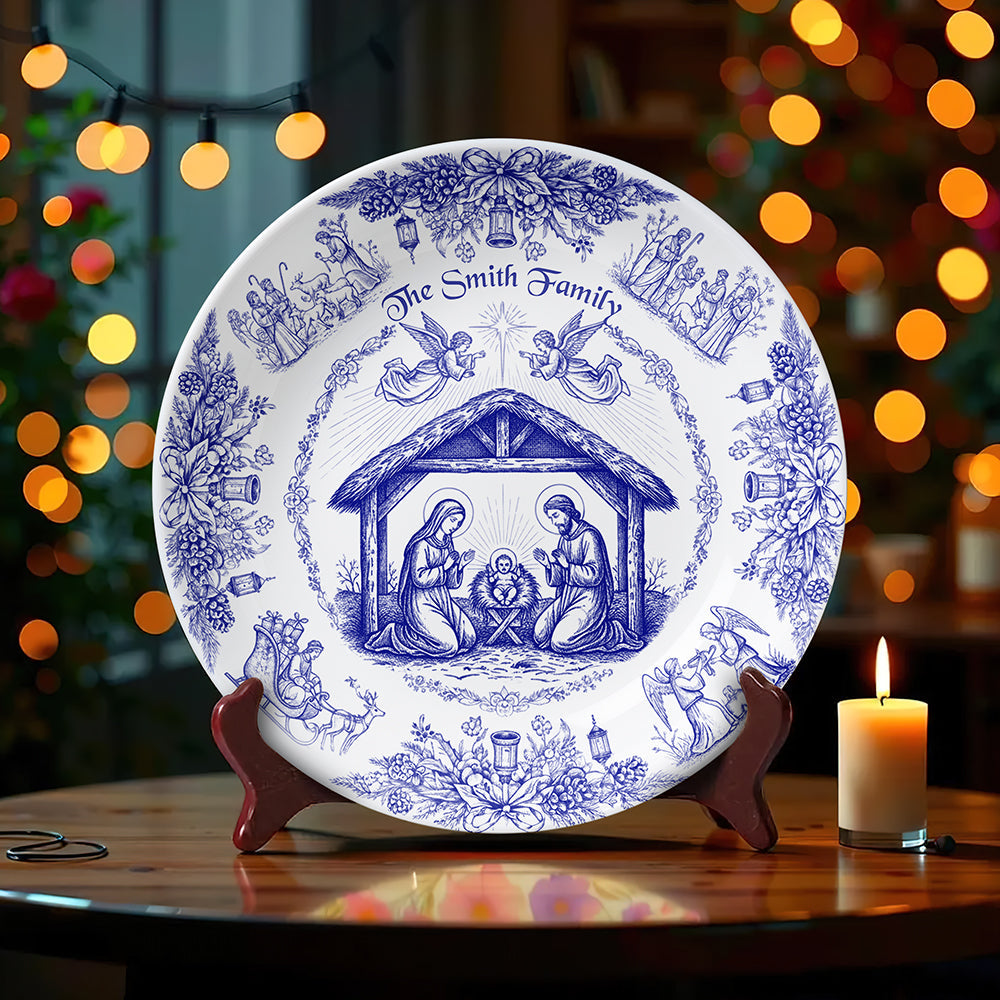 Personalized Christmas Gifts For Christian Family Ceramic Round Plate 01paqn260925-Homacus