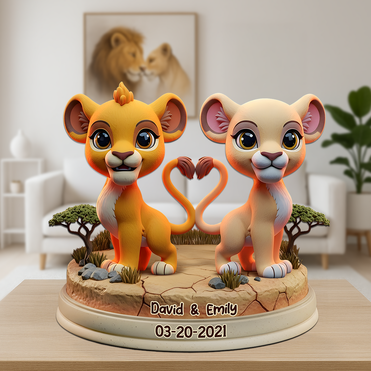 Lion Couple Acrylic Plaque - Personalized Gifts For Couple 04TOPU190625-Homacus