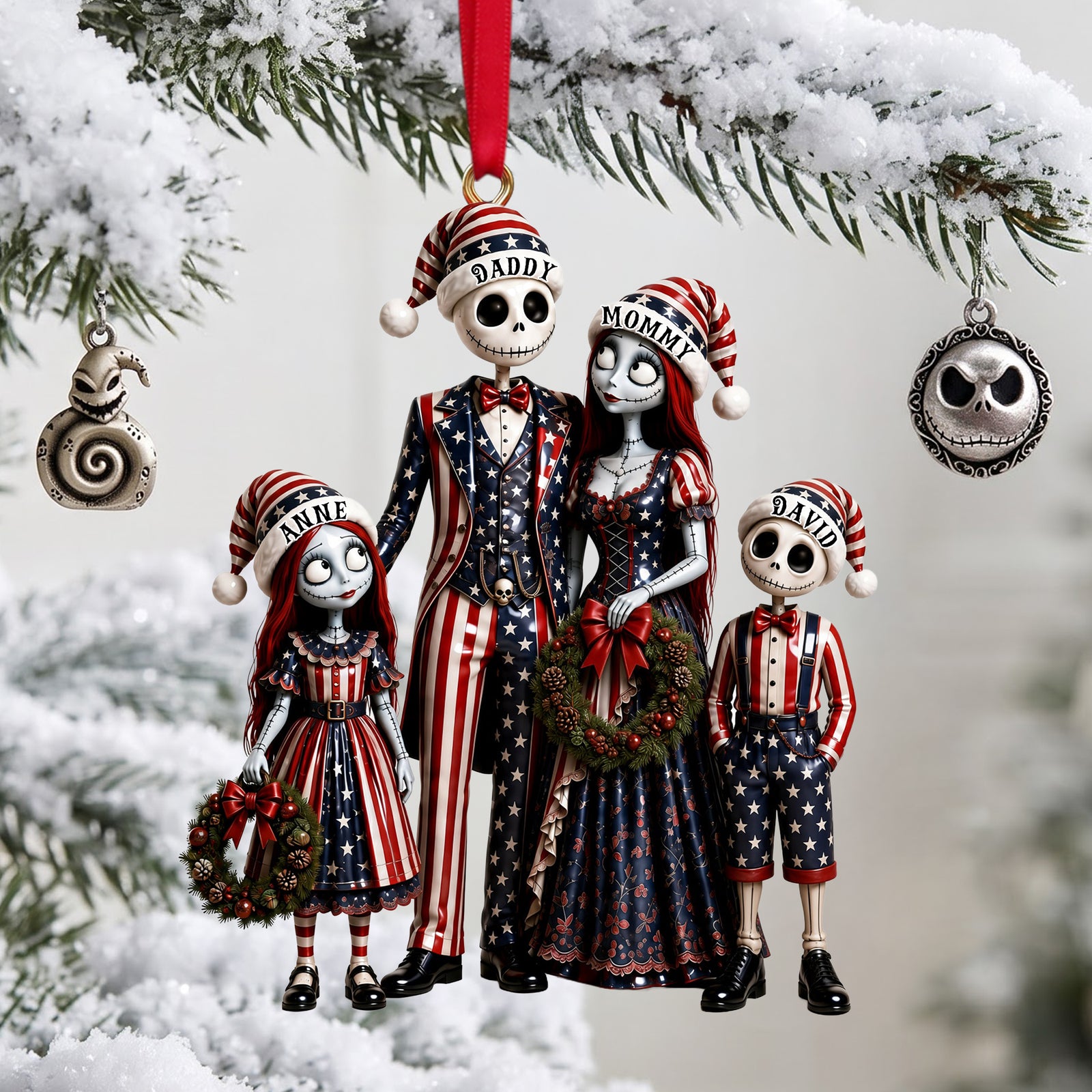 Spooky Patriotic Family Ornament - Personalized Gifts For Family Christmas Ornament 04OHLU220826-Homacus