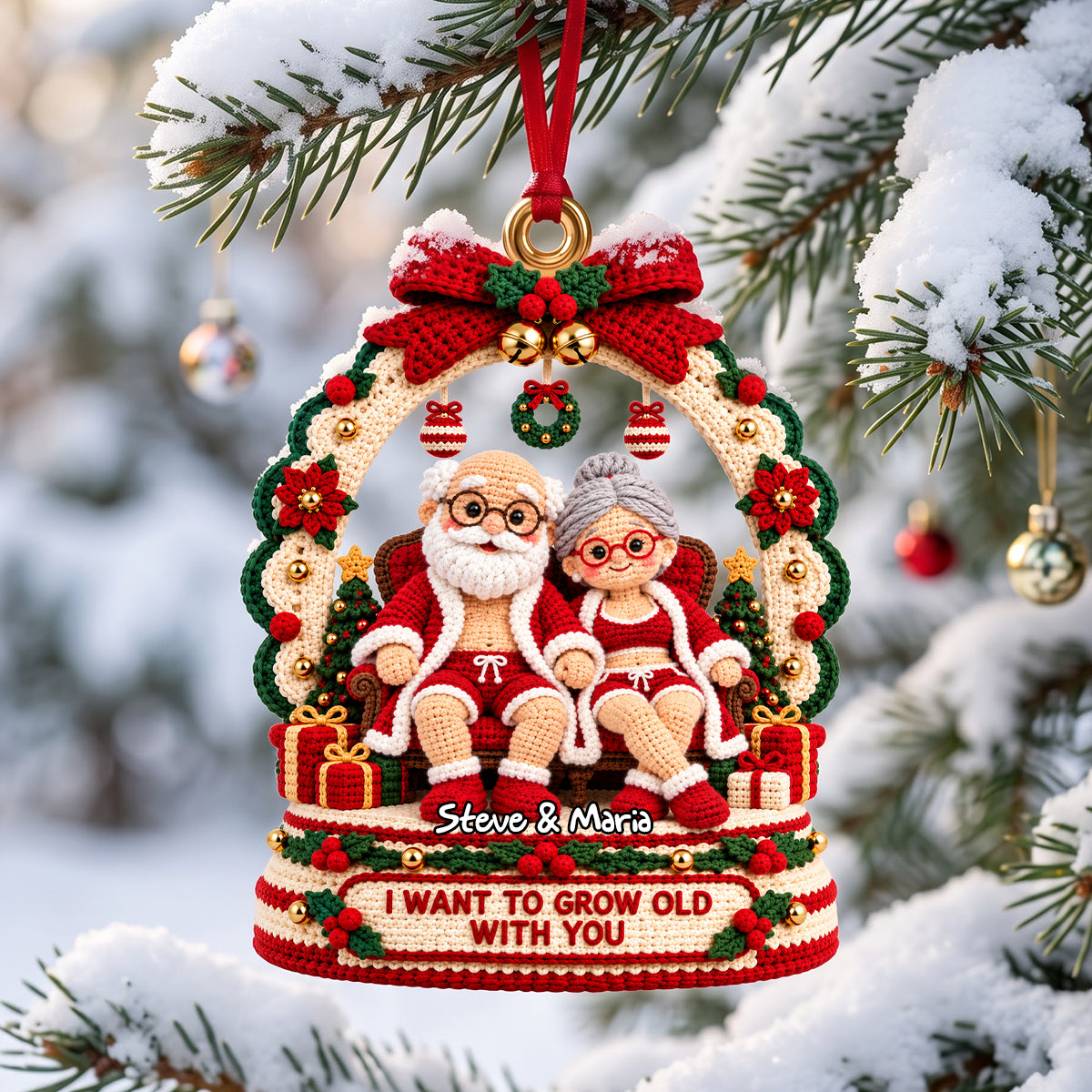 Sweetheart Old Couple Acrylic Ornament - Personalized Gift For Couples 07OHDH141026-Homacus