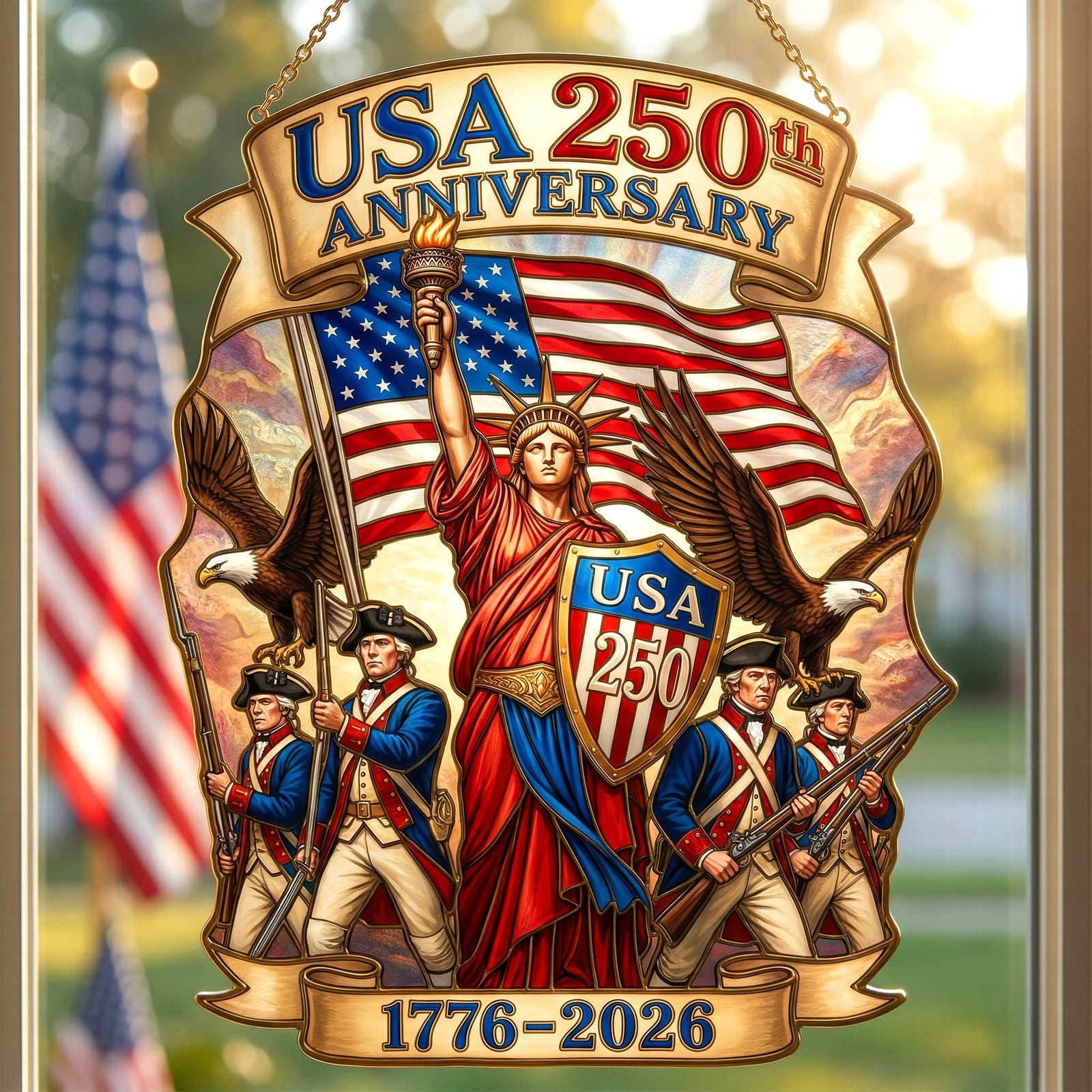 USA 250th Anniversary Suncatcher Ornament – Gifts For Patriots 01paqn060326-Homacus