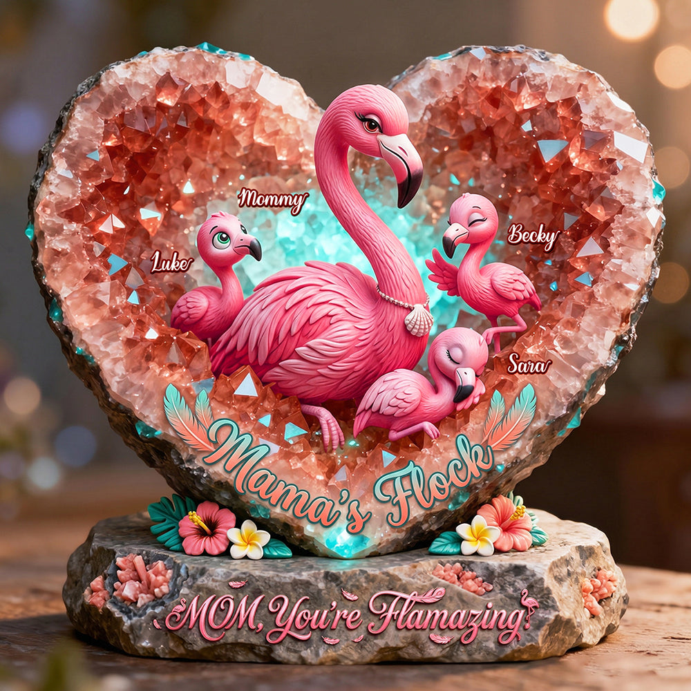 Flamigo Mom And Kids Heart Shape Acrylic Plaque - Personalized Gifts For Mother's Day Plaque 02HUDT030426-Homacus
