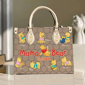 Personalized Gifts For Mom Leather Bag Mother's Day Bear Kids 03OHMHH240225-Homacus