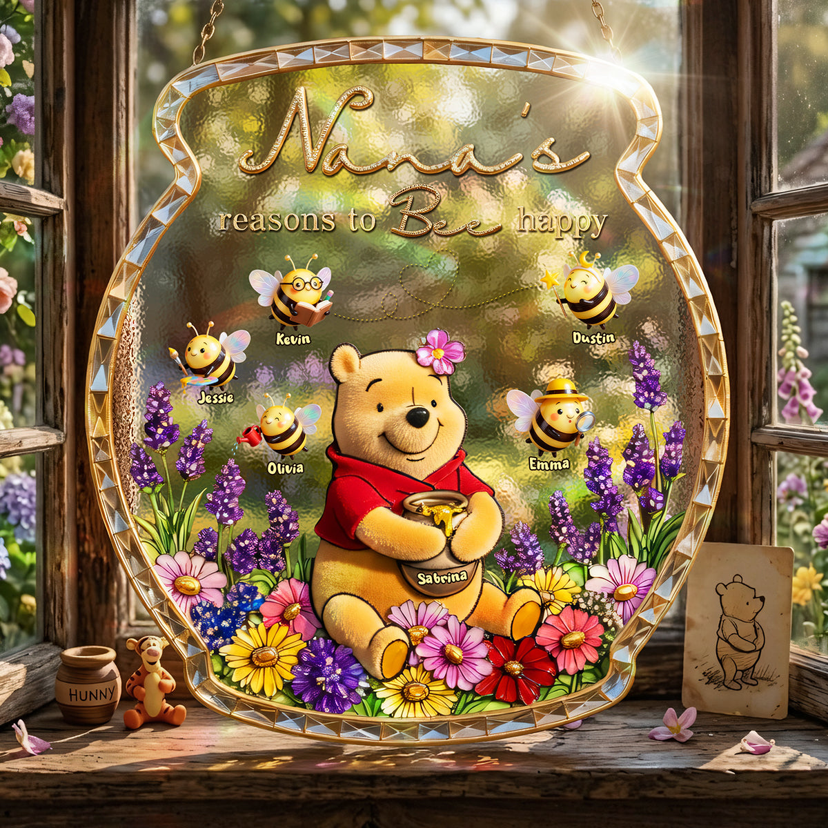 Honey Bee Suncatcher Ornament - Personalized Gifts For Mom and Grandma 02tyta140426