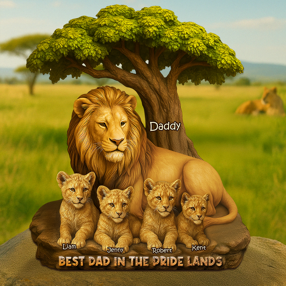Lion Dad In The Pride Lands Plaque - Personalized Gift For Father 04XQPU230425-Homacus