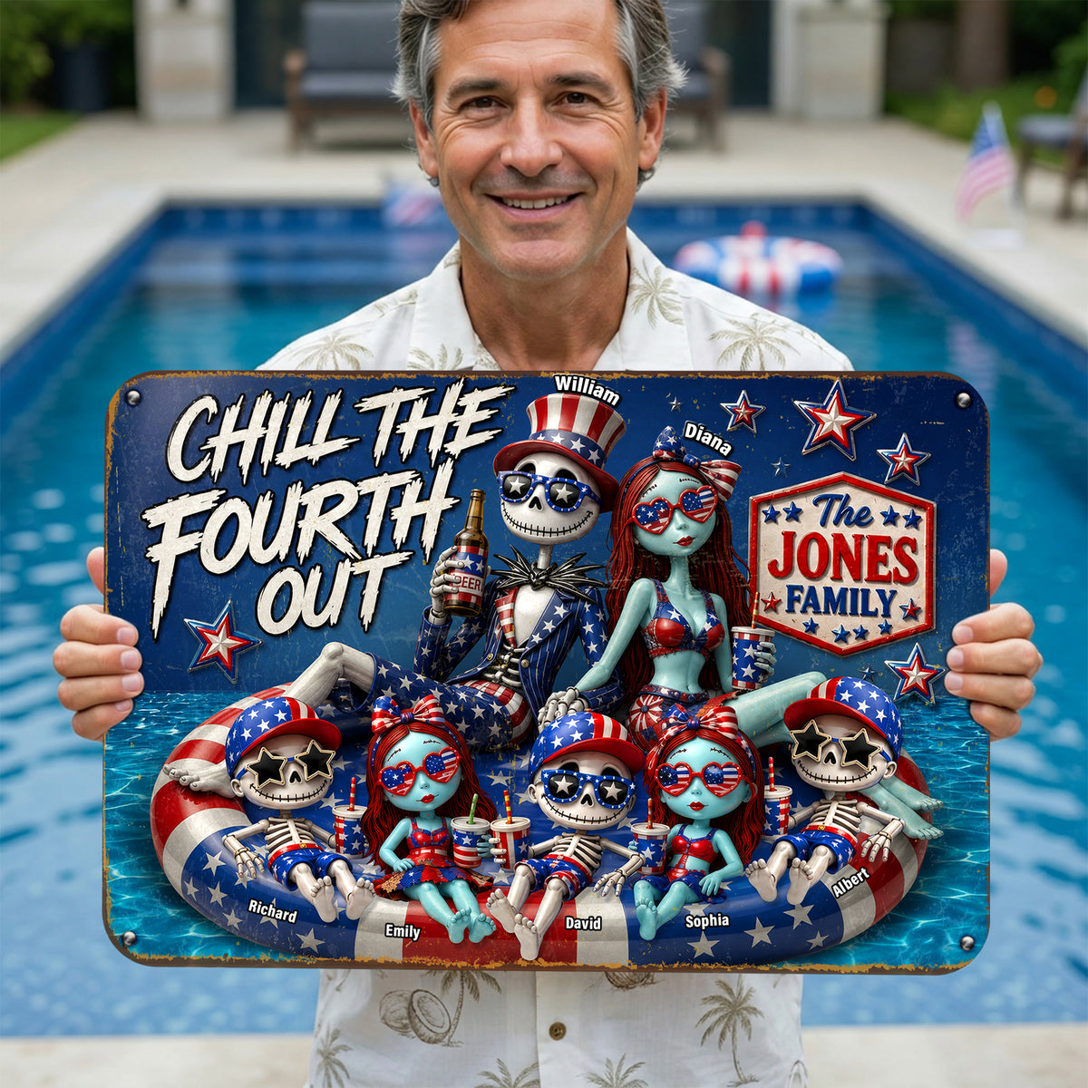 Fun Patriotic Family Pool Sign - Personalized Decor For Family's Pool 01QHQN030626-Homacus