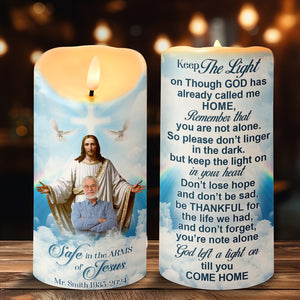 Custom Photo Memorial Gifts For Family Candle 04qnqn090125 Safe In The Arms Of Jesus-Homacus