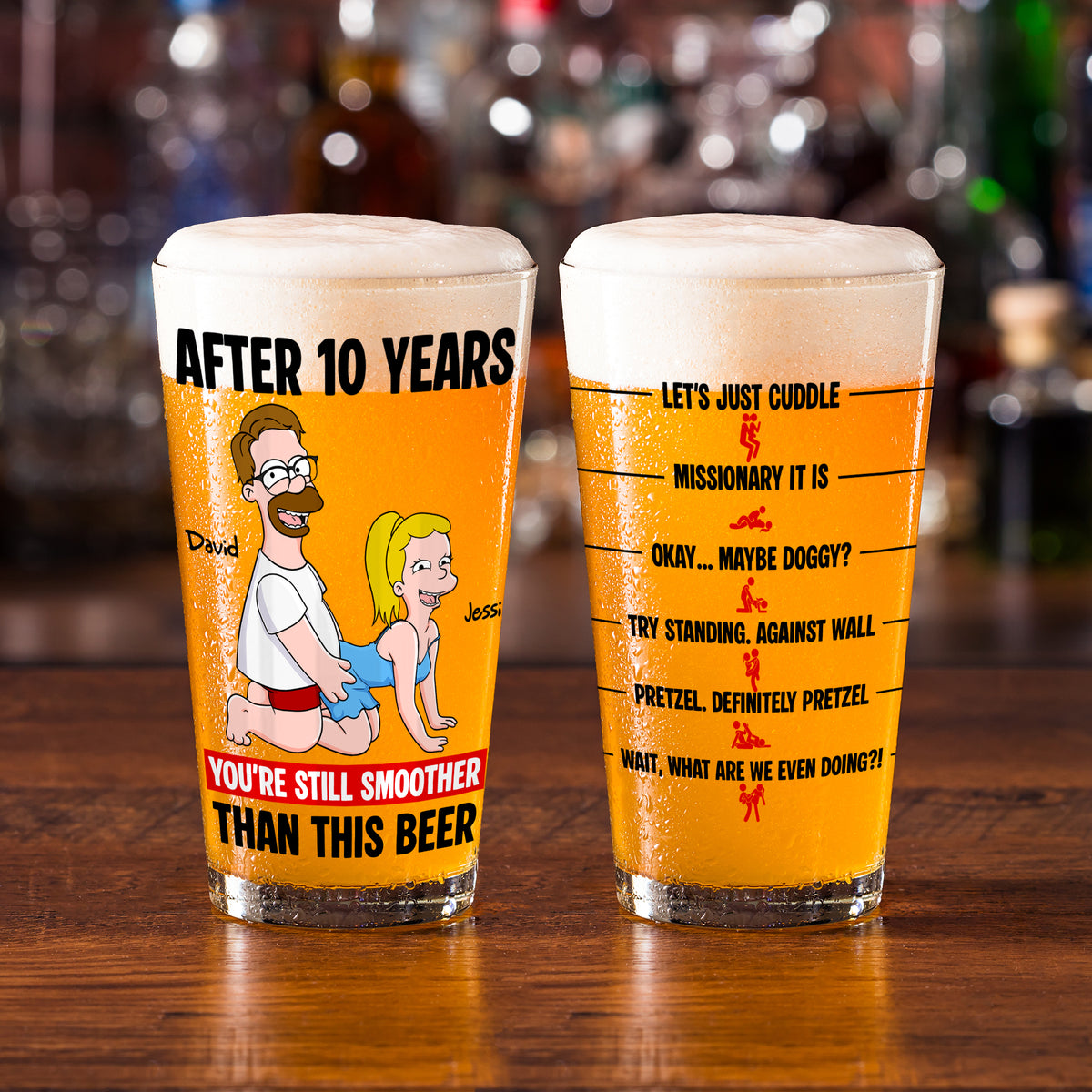 Playful Couple Beer Glass - Personalized Anniversary Gifts For Couples 02NALU140625-Homacus