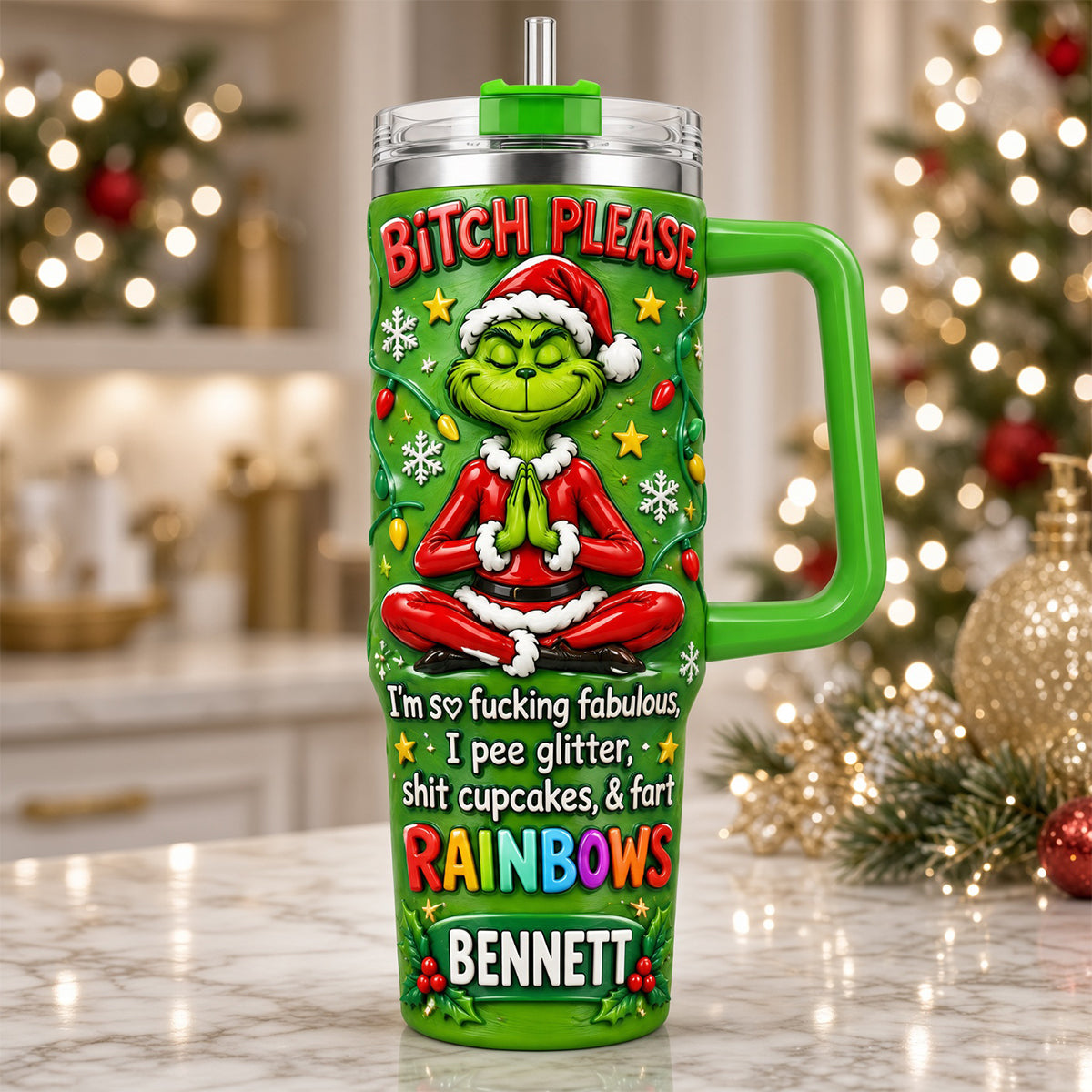 Sleighing The Naughty List Tumbler With Handle - Personalized Funny Gifts 01HUDH141026-Homacus