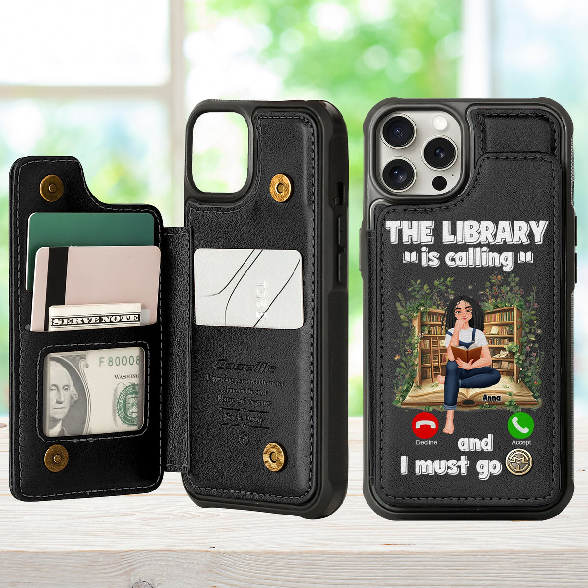 Personalized Gift For Book Lovers Leather Flip Wallet Phone Case The Library Is Calling 04TGLU270225PA-Homacus