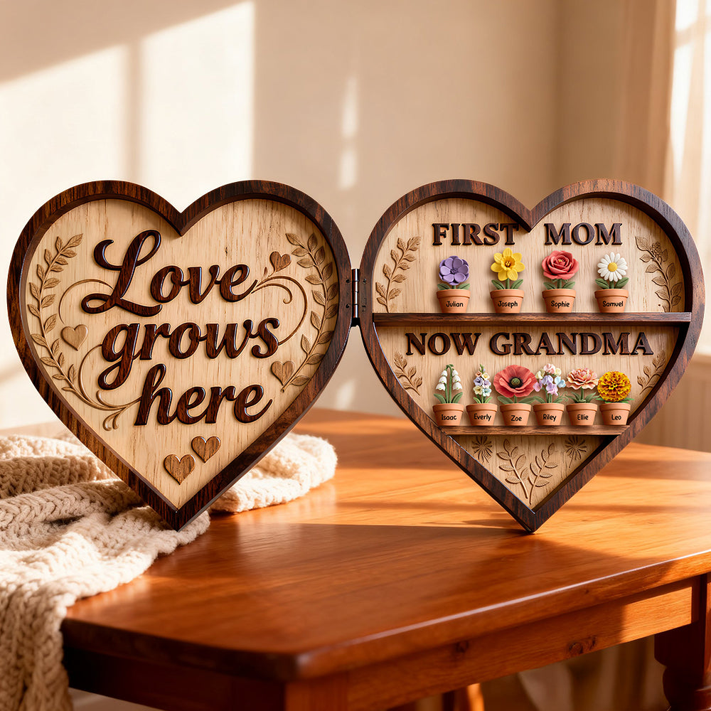 Love Grows Here Acrylic Plaque - Personalized Gifts For Mother's Day 02kidt070226-Homacus