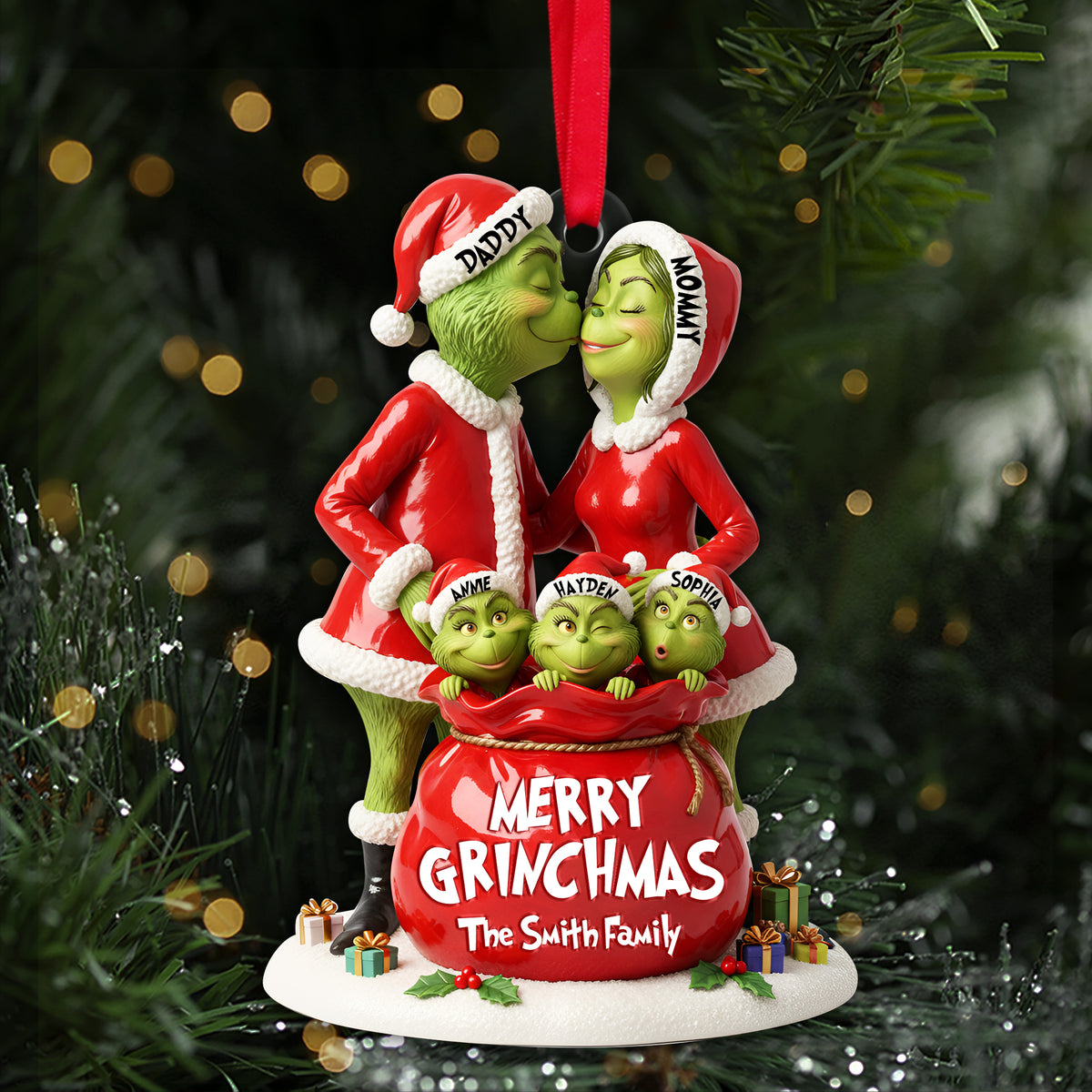 Festive Family Love Ornament - Personalized Christmas Gift For Family 02NALU150925-Homacus