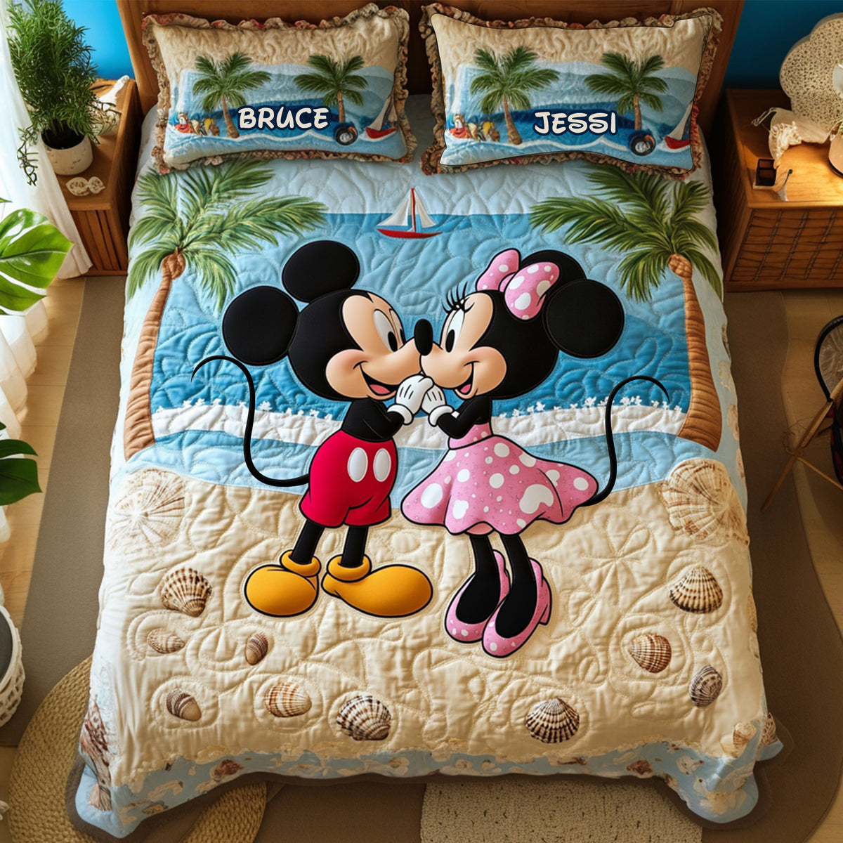 Romantic Couple At The Beach Quilt Bed Set - Personalized Gifts For Couple 07TGLU170725-Homacus