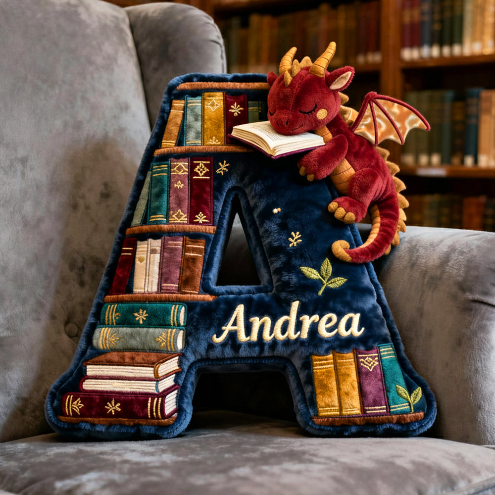 Book Dragon Alphabet Initial Letters Pillow, Personalized Gifts For Book Lovers 05qhtn191125-Homacus