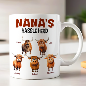 Personalized Gifts For Mom Coffee Mug, Funny Highland Cow Hassle Herd 01qhpu180125-Homacus