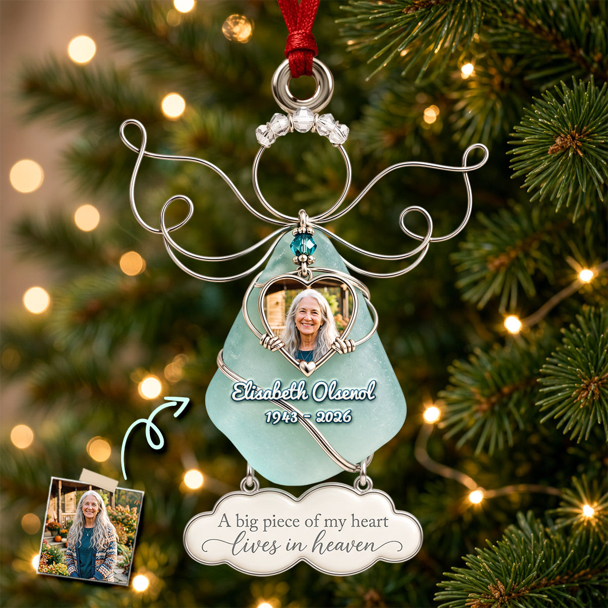 Angel Heaven Seaglass Ornament - Personalized Gifts For Remember Christmas Ornament 04NADH290926-Homacus